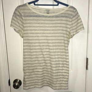 NWOT j.crow tan and grey stripes tee sz small